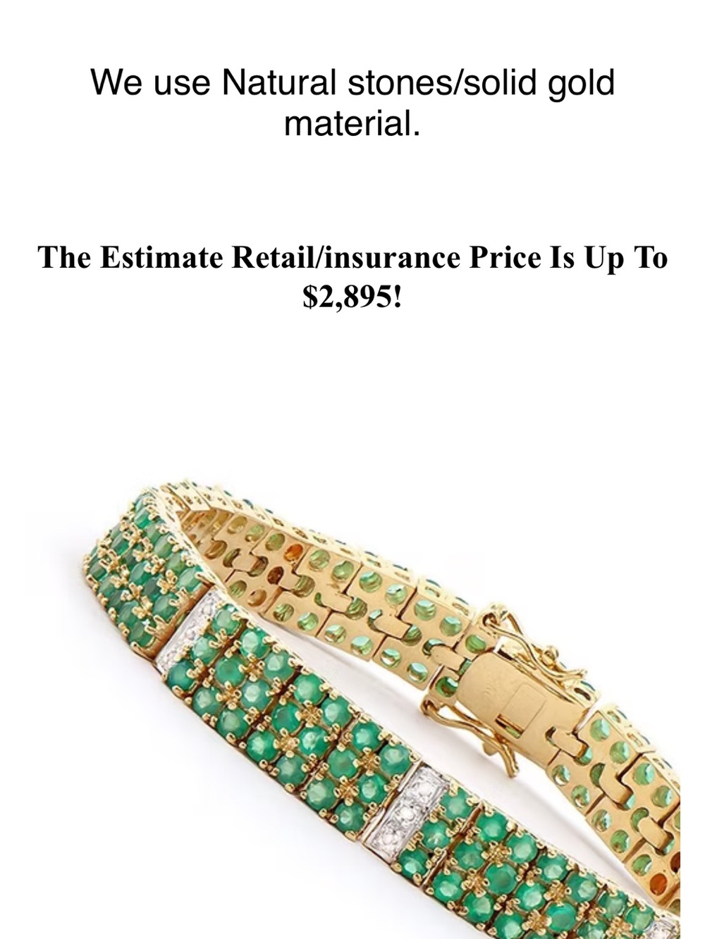 Gold Emerald Green Tennis Bracelet with Diamond Accents